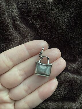 Sterling Silver Handbag Charm - Silver Tote Pendant